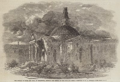 The Church of Peter and Paul, in Sebastopol, Showing the Effect of the Shot and Shell by Edward Angelo Goodall